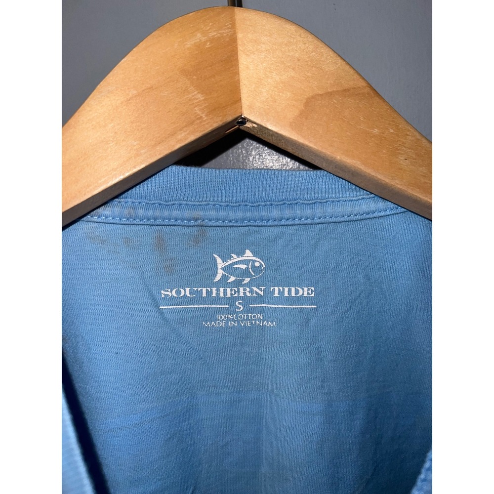Southern Tide Mens Small Blue Yeabuoy License Plate Graphic Pocket T-Shirt - Picture 5 of 7